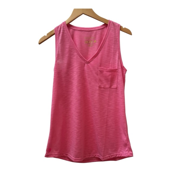 Lilly Pulitzer Tops - Lilly Pulitzer Luxletic Pink V Neck Barbiecore Preppy Sleeveless Tank Top Size S
